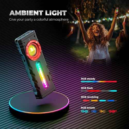lexall EDC Flashlight, Bright 2000 Lumens Flashlight Rechargeable, 3-in-1 Spotlight/Floodlight/Side RGB Light Pocket Flashlight, Waterproof Magnetic Light with Clip for Camping, Work, Emergency