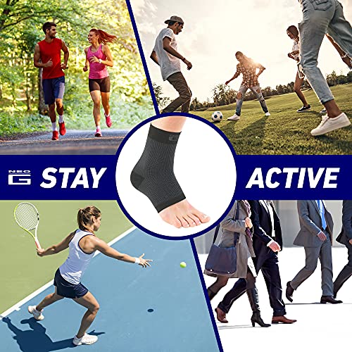 Neo-G Airflow Ankle Compression Sleeve - Sports, Daily Wear - Compression Ankle Brace, Tendonitis Support, Compression Ankle Support for Weak Ankles and Joint Pain - Airflow - L - Black