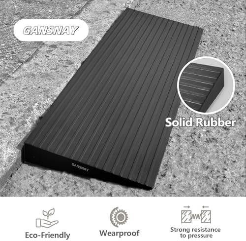 1.8" Rise Threshold Ramps for Doorways, Driveways, Heavy Duty Solid Rubber 9000lbs Capacity, Non-Slip & Cuttable Handicap Ramp for Wheelchairs, Scooters, Strollers, Curbs- 1.8″Rise (35″×9.8″)