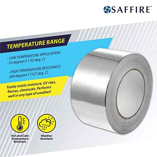 Saffire Heavy Duty HVAC Professional Aluminum Foil Tape 3-inch x 150 feet - Hot and Cold Air Ducts, Insulation and More (6 Pack)