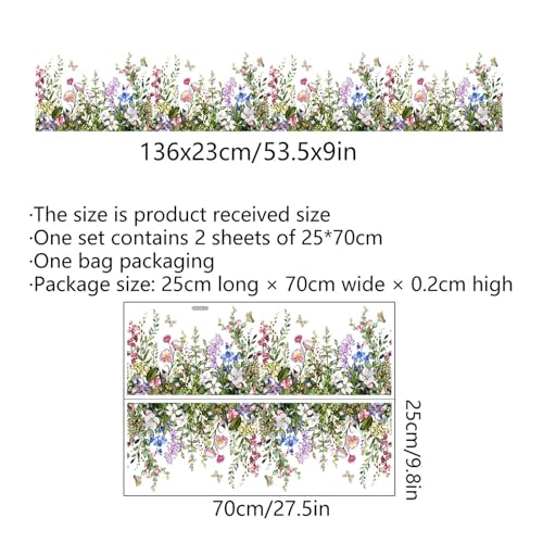 Plant Grass Wall Stickers Wall Corner Stickers Flowers Butterflies Base Board Skirting Line Wall Decals for Bedroom Living Room Staircase Kitchen Bathroom