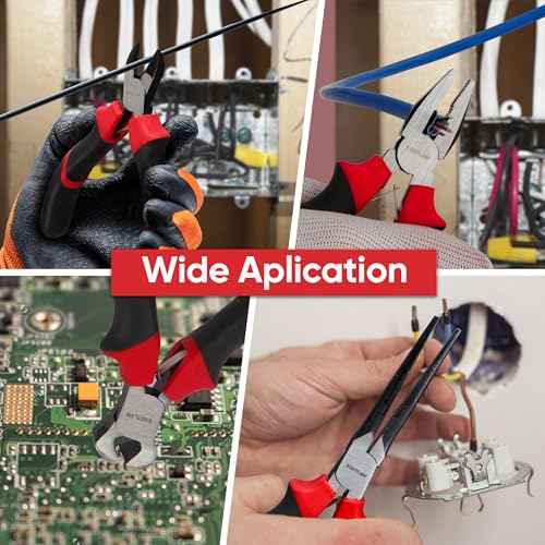 Mini Pliers Set 6Pcs - Needle Nose, Long Nose, Bent Nose, Diagonal, End Cutting and Linesman for DIY, Electronic Repairing & Jewelry with Pouch