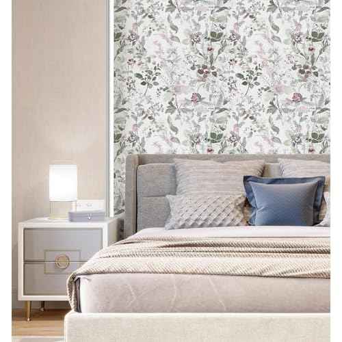 Erfoni 17.7"x118" Floral Peel and Stick Wallpaper Boho Floral and Leaf Contact Paper for Cabinets Decorative Wallpaper Flower Modern DIY Self Adhesive Removable Wall Paper Covering Bedroom Wall Vinyl