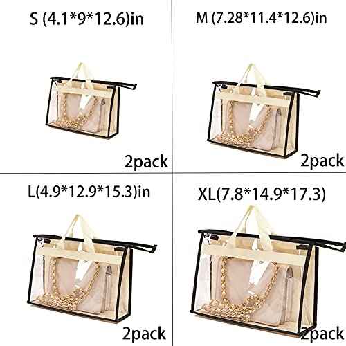 8 Pack Handbag Storage Organizer Dust Bags Transparent Hanging Purse Organizer Wallet Storage Bag for Hanging Closet with Handle and Zipper Handbag