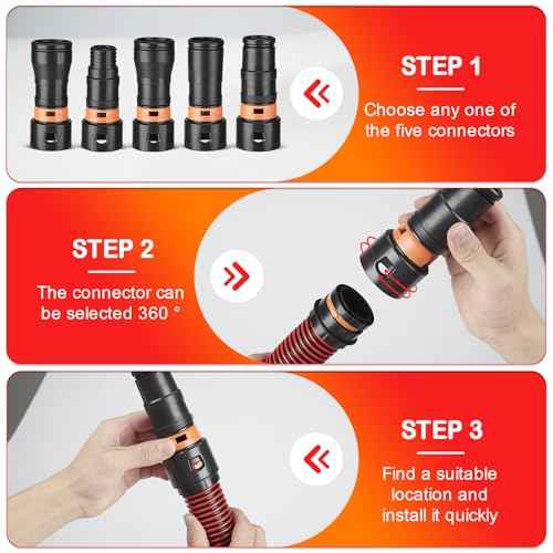 16FT Shop Vac Hose with 6 Adapter Attachments,Fits 1-1/4" Vacuum Cleaner Hose,Multi-Size Fittings0.9" to 1-3/4",Universal Shop Vac Accessories (Please Confirm Hose Size Compatibility)