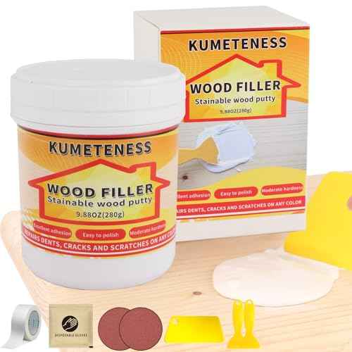 9.87 oz White Wood Filler Stainable and Paintable,Wood Repair Kit for Quickly Repair Any Breaks,Cracks, Chips and Defects in Wooden Furniture,Easy to Use and Sand