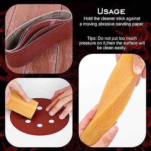 Sanding Belt & Disc Cleaner Stick 1-1/2"x1-1/2 x7-7/8 - Natural Rubber Abrasive Reviver for Woodworking Sanders, Restores Grit & Extends Belt Life