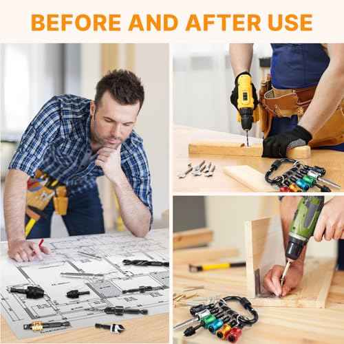 36PCS Bit Holder 1/4 Socket, Hex Shank Drill Bit Holder for Impact Driver Drill Bit Keychain Extension Bar Quick Release Drill Bit Holders, Screwdriver Bit Holder for Tools and Gifts for Men