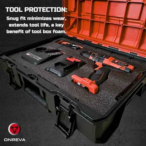 ONREVA Tool Box Foam, 1PC 48x24x2 inch, Foam Inserts for Cases, Polyethylene Storage Sheets for Toolbox Hard Case, Tool Shadow Insert, Kaizen Organizer Sheet, Black with Orange