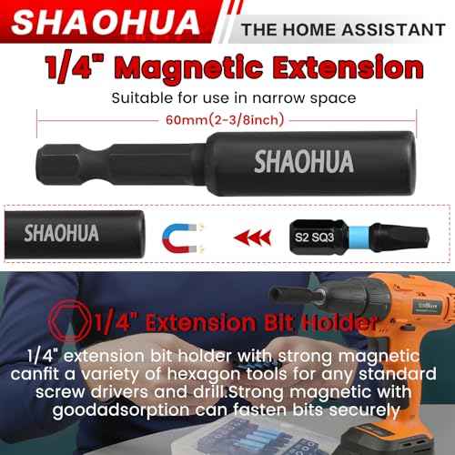10PCS Square Drive Bits, S2 Alloy Steel Screwdriver Set,2.36"&0.98"Long Magnetic Square Head Screwdriver, Robertson Driver Bits Sizes #0, 1, 2, 3, and #4
