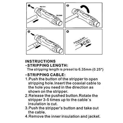 uxcell RG6 RG11 Coaxial Cable Stripper, Double Ended Coax Stripping Wire Cutter for RG7/11 and RG59/6 or RG6