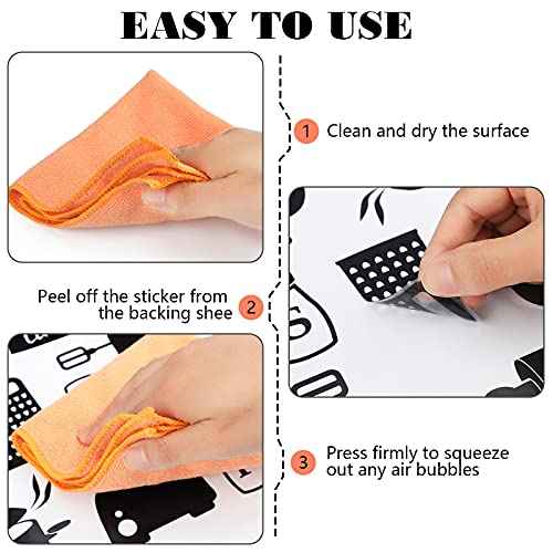 Seajan 4 Pcs Kitchen Wall Stickers Kitchen Quotes Wall Decals with Funny Lettering Vinyl Fun Utensils Sticker Peel and Stick Arts for Fridge Restaurant Bar Home Decoration