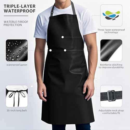 GoldPig Heavy-Duty Waterproof Apron, Chemical Resistant Rubber Vinyl for Industrial, Lab, Kitchen, Butcher & Grilling (40")