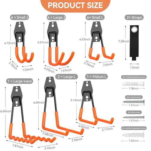 Garage Hooks Heavy Duty Utility Steel Garage Storage Hook Organization Wall Mount Hooks for Hanging Bike, Ladder and Garden Tools (Orange-22)