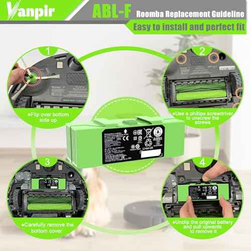 ABL-F Battery for iRobot Roomba e and i Series, i7 i7+ j7 j7+ 7150 7550 e5 e6 e5150 e6198 i3 3150 i3+ 3550 i4 4150 i4+ 4552 i6 i8 i8+, Replacement Lithium Ion Battery 14.4V 4460mAh/62.4Wh