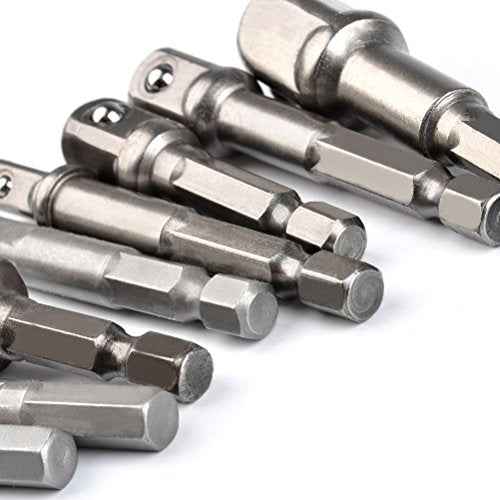 TIMESETL 8pcs Impact Adaptor Set - 1/4" 3/8" 1/2" Hex Shank Square Nut Drill Extension Bit Set