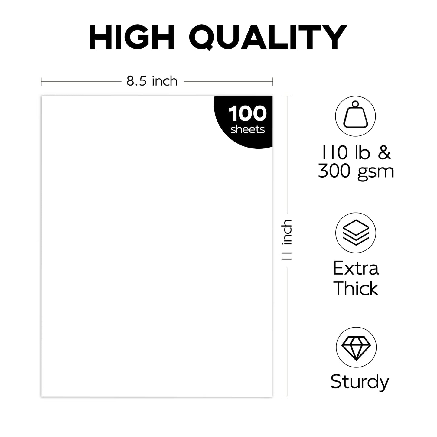 110lb White Cardstock 8.5x11, Goefun 100 Sheets Heavyweight White Card Stock 300 GSM for Invitations, Menus, Poster, DIY Card