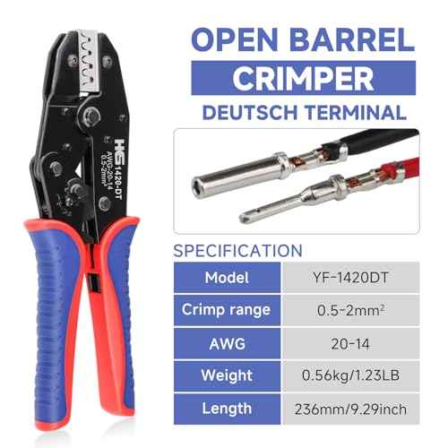 HKS 20-14AWG Size16 20 Deutsch DT DTM Crimp Tool (YF-1420DT) - Open Barrel Terminal Crimper for Stamped Contacts??