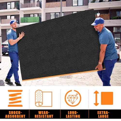 Aliceset 2 Pcs 80 x 144'' Extra Large Moving Blankets Heavy Duty Packing Blankets Quilted Shipping Furniture and Storage Pads Thick Furniture Pads for Wrapping Moving Protecting Supplies, Black