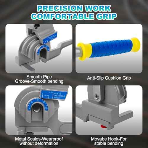 3 in 1 Manual Level Tube Bender, Pipe Tube Bender, 1/4", 3/8", 1/2" OD180¡Æ Copper Aluminum Pipes Bending Tools for HVAC Air Conditioning