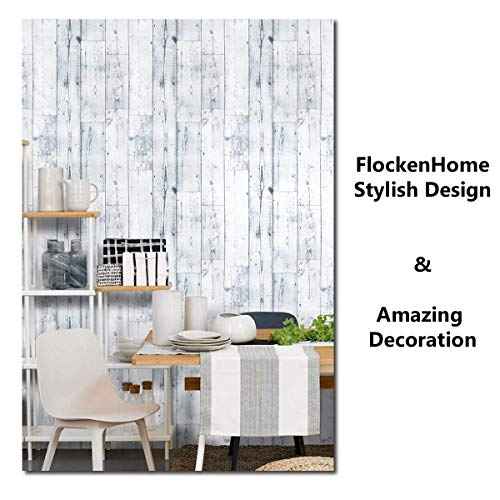 17.7"x 118" Peel and Stick Wallpaper Self-Adhesive Shiplap Light Grey/White Distressed Wood Plank Removable repasted Decorative