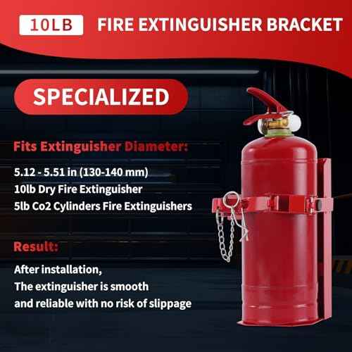 New Fire Extinguisher Mount, Heavy Duty Fire Extinguisher Bracket St12 Steel, Fits 10lb Dry/5lb CO2 Extinguisher, for Truck Garage Boat, Replaces Amerex 809, 3-Yr Service