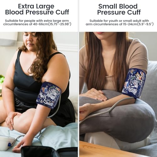 Blood Pressure Cuff *2, Extra Large for Big Arms(40-66cm)&Small Blood Pressure Cuff for Pediatric/Kids(15-24cm) - 6 Different Blood Pressure Connectors are Compatible with Most Bp Monitors(Blue)