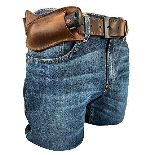 Horizontal Knife Holster Handmade from Full Grain Leather - Multitool Holder, Tool Case, Camping & Outdoor Accessories :: Bourbon Brown