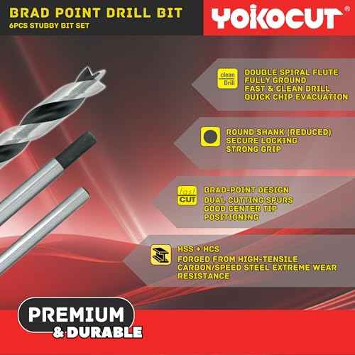 Brad Point Drill Bits Set, 15pcs 12 Inch Long Wood Drill Bits, 1/8" to 1/2" Brad Point Drill Bits for Woodworking, Extra Long Drill Bit for Hardwood, Plywood, PVC, Drywall, Engineered Composites