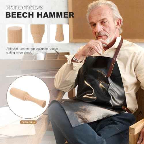 Veemoon Small Wood Carving Mallet Hammer, Solid Woodworking Hammer DIY Handmade Beech Wooden Mallet Wood Carving Tools with Comfortable Handle Reduces Hand Fatigue (3-Ounce, 7.8Inch)