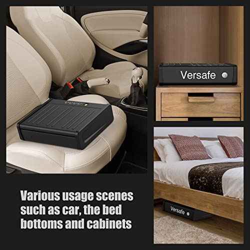 Versafe Gun Safe, Biometric Handgun Safe for Pistols Quick Access Pistol Safe with Fingerprint, KeyPad and Two Keys, Gun Box for Home