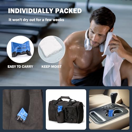 YAKAMOZ Large Body Wipes for Adults Bathing Waterless for Camping, Gym, Sport, Hiking, Travel, Daily Life, Refreshing Anytime Anywhere (Mint Chill, 50 COUNTS)