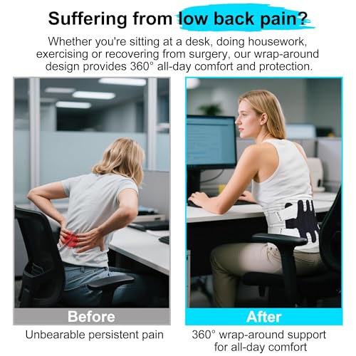 Back Brace for Lower Back Pain Women Men, Adjustable Lumbar Support Brace with Bionic Support System, Breathable Lower Back Brace for Work and Daily Use (Gray, X-Large)