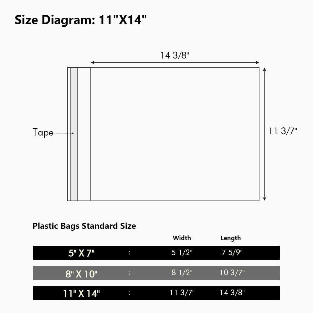 Somime 100 Pack 11 3/7 x 14 3/8 Inches Crystal Photo Sleeves Storage Bags for 11x14 Photo Mat, Art Sleeves for Prints