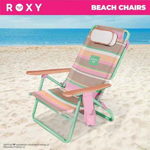 ROXY Beach Chair ? Lounge Chair Outdoor, Lightweight Folding Chair with Adjustable Recline and Cup Holder ? Beach Days, Pool Lounge Chairs, Folding Camping Chairs, Sun Tanning Chair or Festival