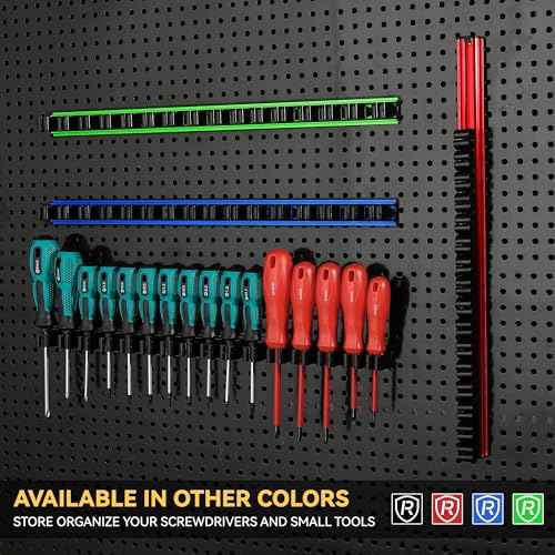 Magnetic Screwdriver Organizer, Aluminum Alloy Rail Tool Holder, Fits Up to 16 Screwdrivers (Black)