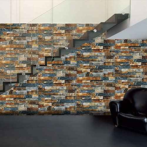 LiKiLiKi Stone Brick Wallpaper Peel and Stick Wallpaper Removable Contact Paper Faux Brick Wall Covering Roll Home Decoration Wall Paper Self Adhesive Vinyl 17.71''x118'' for Kitchen Backsplashes