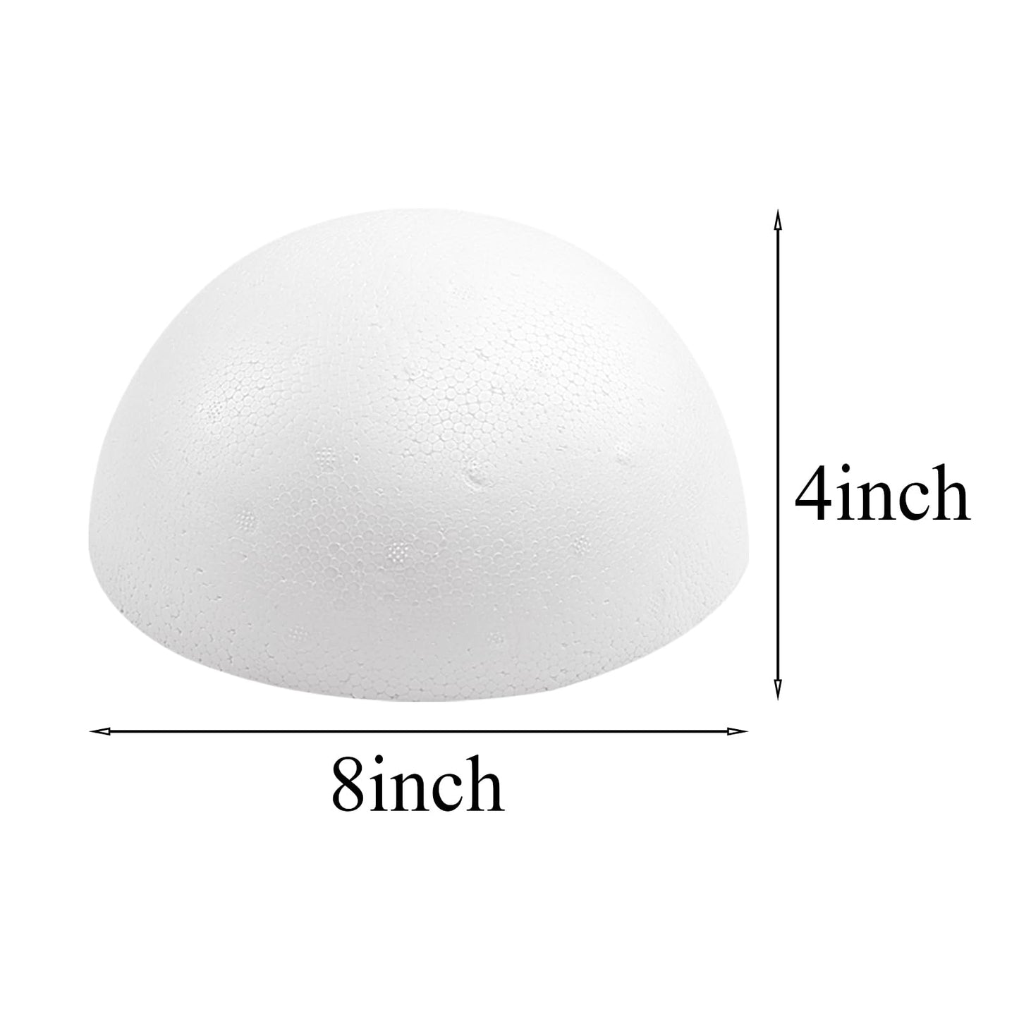Crafjie 2PCS 8 Inchs White Foam Balls Half Round Polystyrene Half Foam Balls Craft Supplies Hemispherical Christmas Craft Ballfor DIY Home Craft Project and Art Decoration
