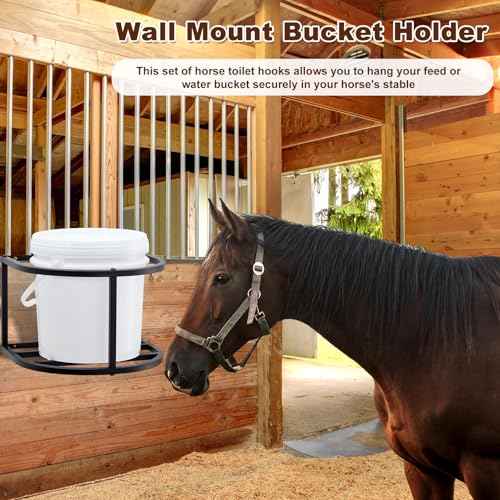 2 Pcs Bucket Holder 5 Gallon Horse Feed Pail Wall Mount 15.5" x 14.5" x 10" for Horse Livestock Water (Bucket Not Included)
