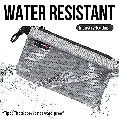 IRONLAND Zipper Pouches, Small Tools Bag, Waterproof Mesh Pouches, Tool Zipper Pouch, Travel Pouch, Clear Cosmetic Bag Case 4 Pack