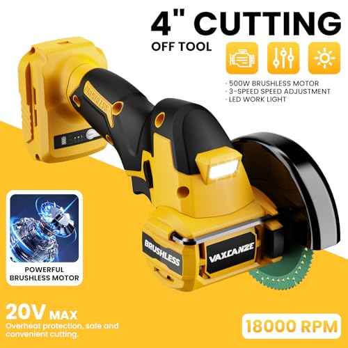 Cordless Cut Off Tool Compatible with DeWalt 20V Max Battery, 18,000 RPM Brushless Motor, 4" Blades (2pcs) with Dust Cover, 1.2mm Max Blade Thickness for Wood/Metal/Plastic¡¼BATTERIES NOT INCLUDED¡½