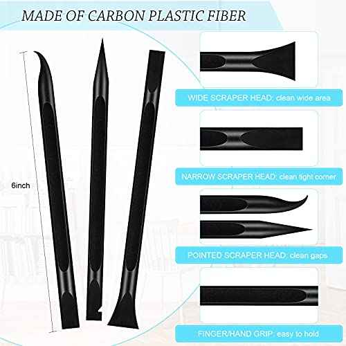 Honoson Non-scratch Plastic Scraper Tool Carbon Fiber Plastic Cleaning Tool Pen-shaped Stiff Scraper for Kitchen Sticker Scratch Cleaning(White¡¢blue¡¢green,6 Pieces)
