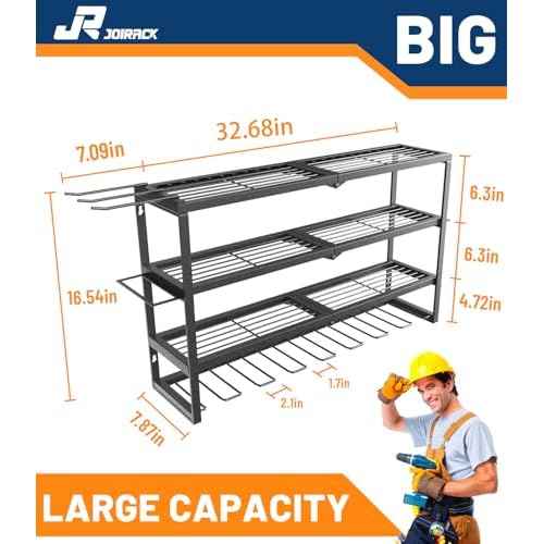 Power Tool Organizer Wall Mount,8 Drill Holders,Tool Organizers Power Tool & Drills Storage Rack Tool Shelf in Garage Workshop for Father's Day Husband Men's Gift (4Tiers, 8 Drill Holder)