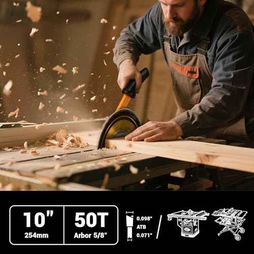 10-Inch 50-Teeth ATB Circular Saw Blade with 5/8 Inch Arbor, Ideal for Table Saws, Professional Blade for Cutting Wood, Plywood, and Wood Composites