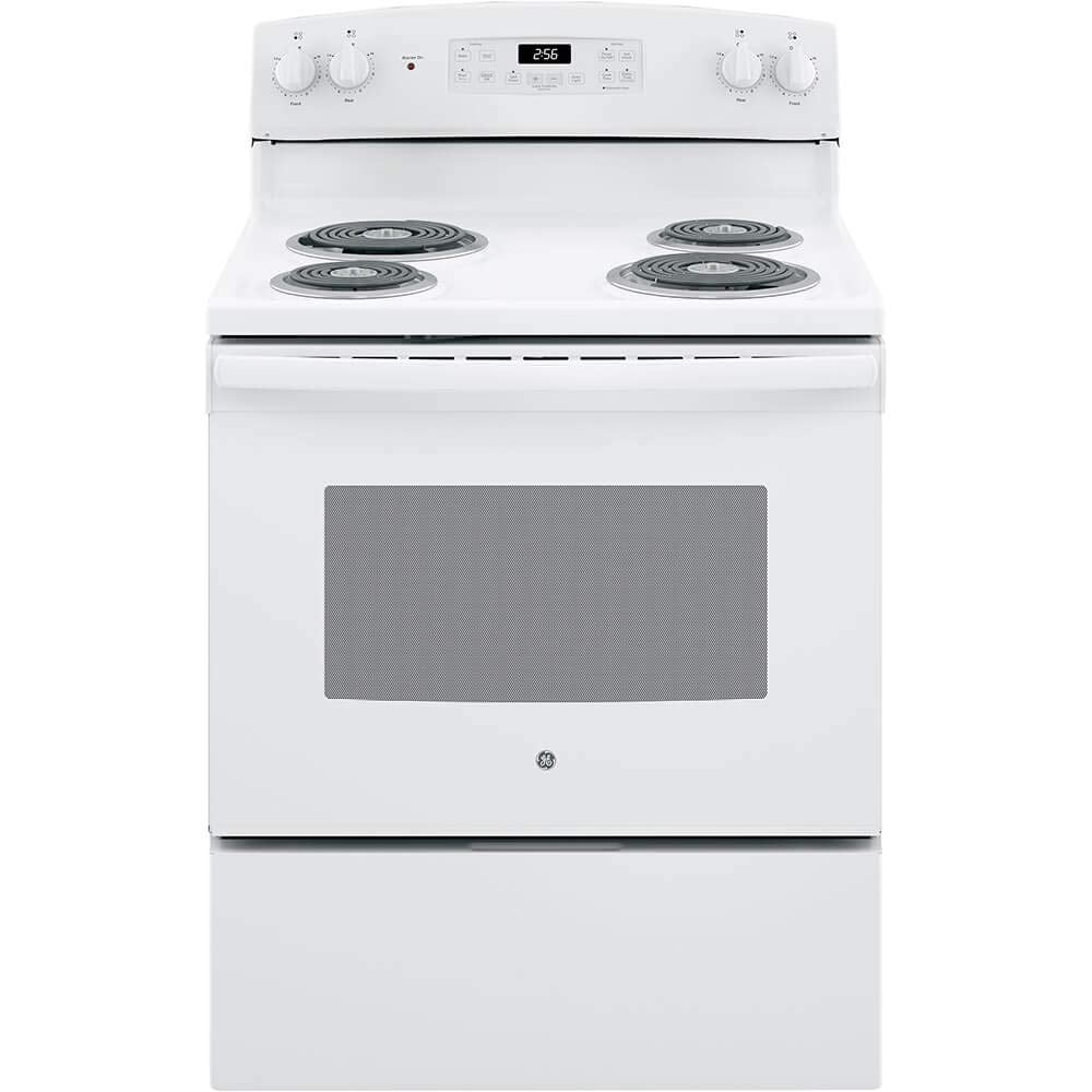GE 30 in. 4 Burner Element Free-Standing Electric Range in White