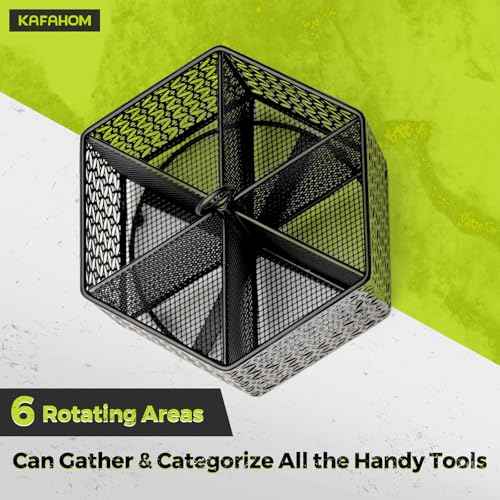 KAFAHOM 360¡Æ Rotating Tool Organizer£¬Small Repair Tool Storage Rack for Desktop Workbench,Hand Tool Stand Holder,Tool Caddy for Wrenches, Pliers, Tweezers, Scissors, Calipers, etc, Black-Hexagon