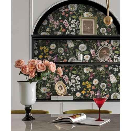 Floral Peel and Stick Wallpaper Floral Leaf Contact Paper 16.9inch x 118.1inch Boho Peel and Stick Wallpaper Green Removable Self Adhesive Flower Contact Paper for Bedroom Decorative Vinyl