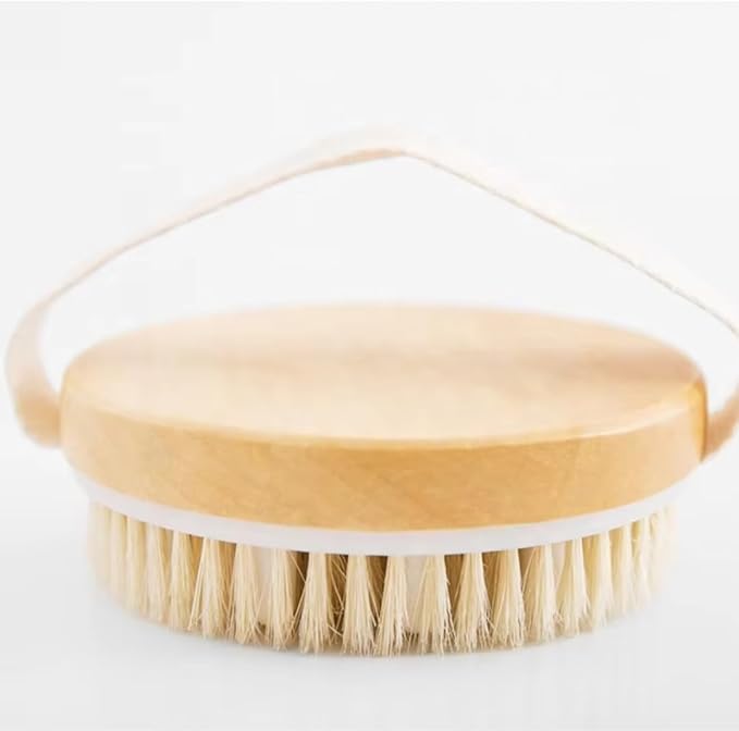 Dry Body Brush – Eco-Friendly Natural Bristles for Gentle Exfoliation, Skin Renewal, Improved Circulation & Lymphatic Support – Perfect Detox & Spa Self-Care Accessory (Tan)