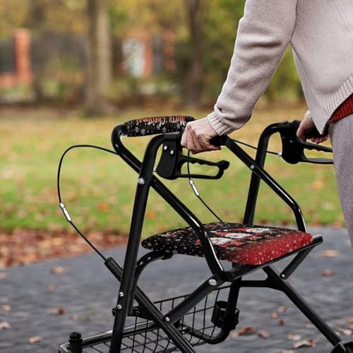 LedBack Walker Accessories Merry Christmas Print Rollator Walker Seat and Backrest Covers Soft Dust Cover Christmas Decor 2 Piece Walker Seat Cover Set