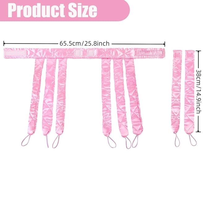 No Heat Hair Curler Headband for Long Hair, Satin Heatless Curling Rod with Adjustable Strap Overnight No Heat Curling Roller for Women and Girls Waves and Curls (Pink)